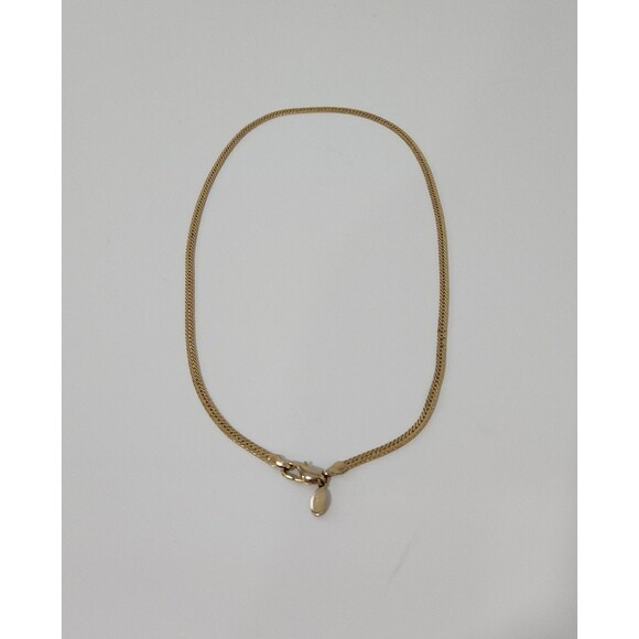 Vintage American Showcase Herringbone Necklace, Gold Tone 17" long - Picture 1 of 6